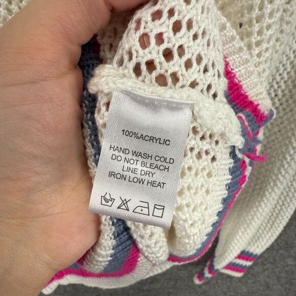 Ee:some Hoodie Women S/M White Crochet Hooded Long Sleeve Pullover Acrylic - Picture 4 of 7